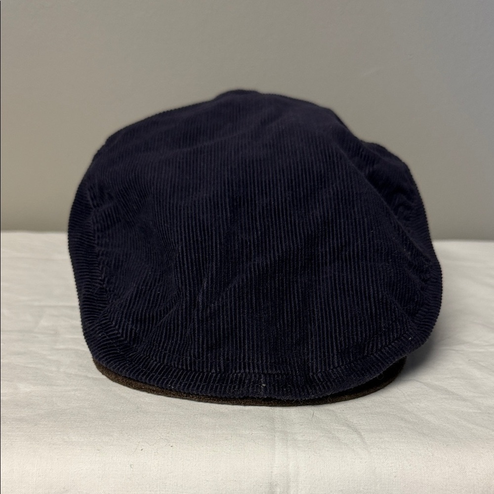 Lands’ End Navy Corduroy Flat Cap Hat Size Large